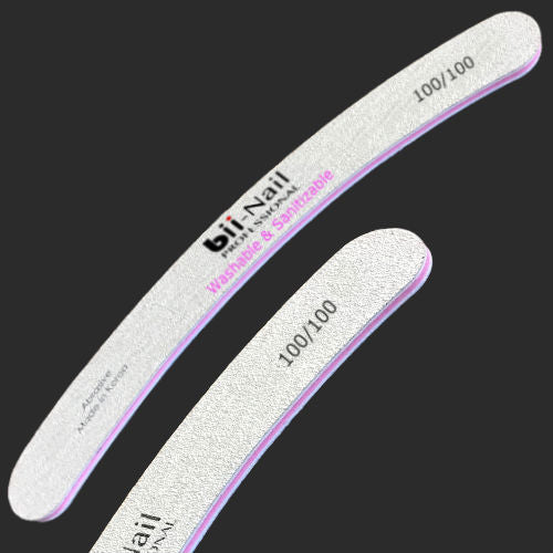 bii Washable & Sanitizable Curved Nail File 100/100 Pack 50 (curve)-Nail Supply UK